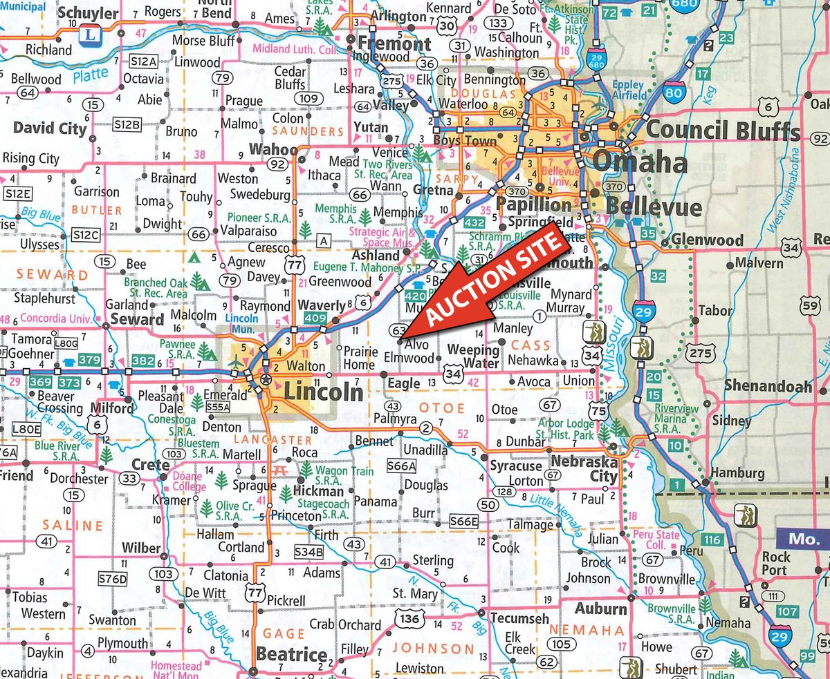 Area map - HANES FARM EQUIPMENT AUCTION IN CASS COUNTY, NEBRASKA